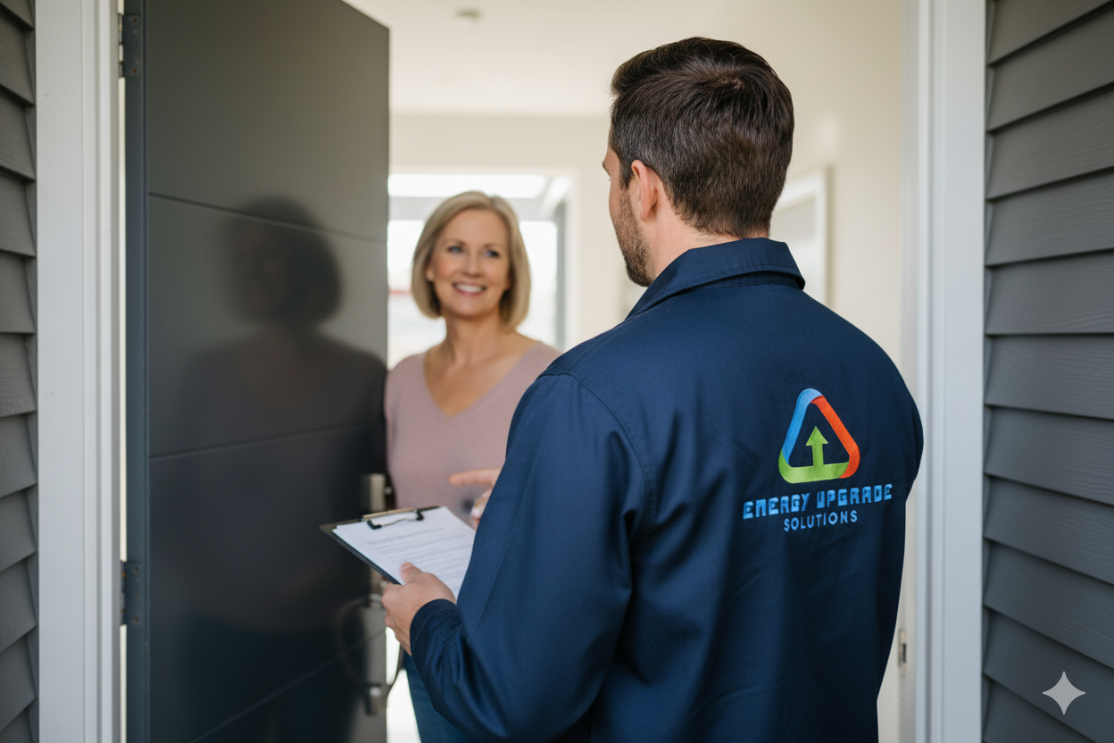Energy Upgrade Solutions professional conducting home assessment